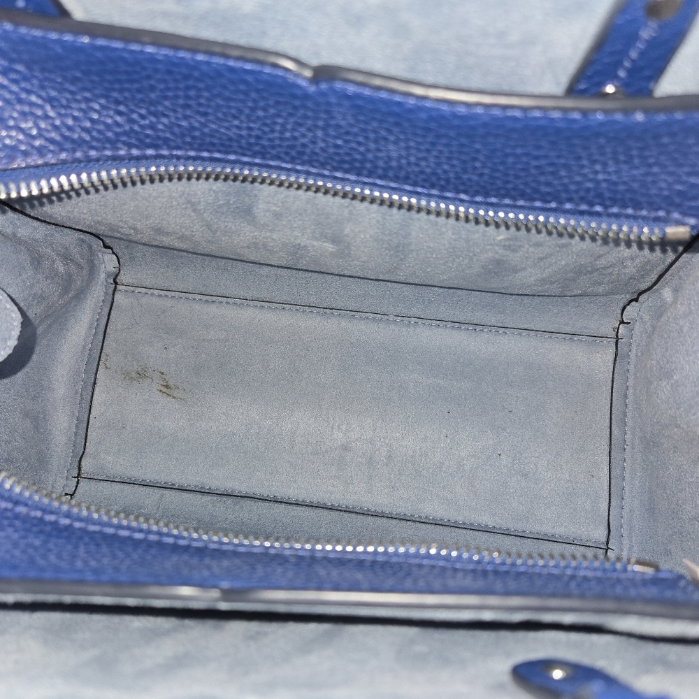 KATE SPADE Purse Tegan Pebbled Leather Blue Satchel Bag Handbag Crossbody A+ - Picture 4 of 11
